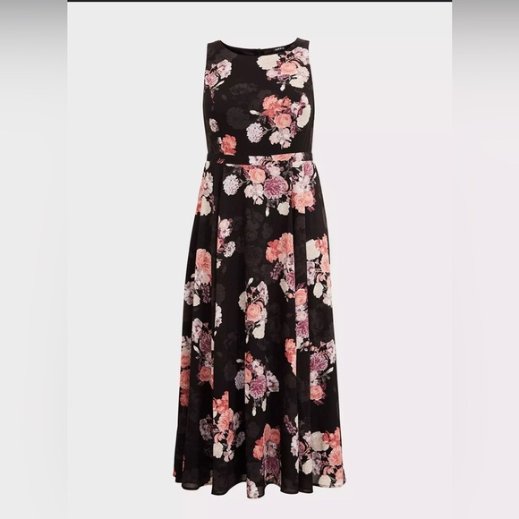 Torrid Black Floral Georgette Sleeveless Maxi Dress D23 - Picture 4 of 8